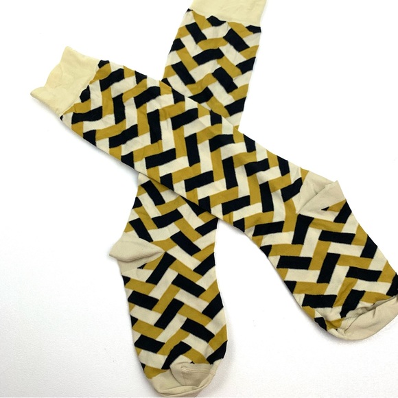 $170 Jil Sander Socks Knee High Jacquard Geometric Printed One Size NEW - Picture 4 of 6